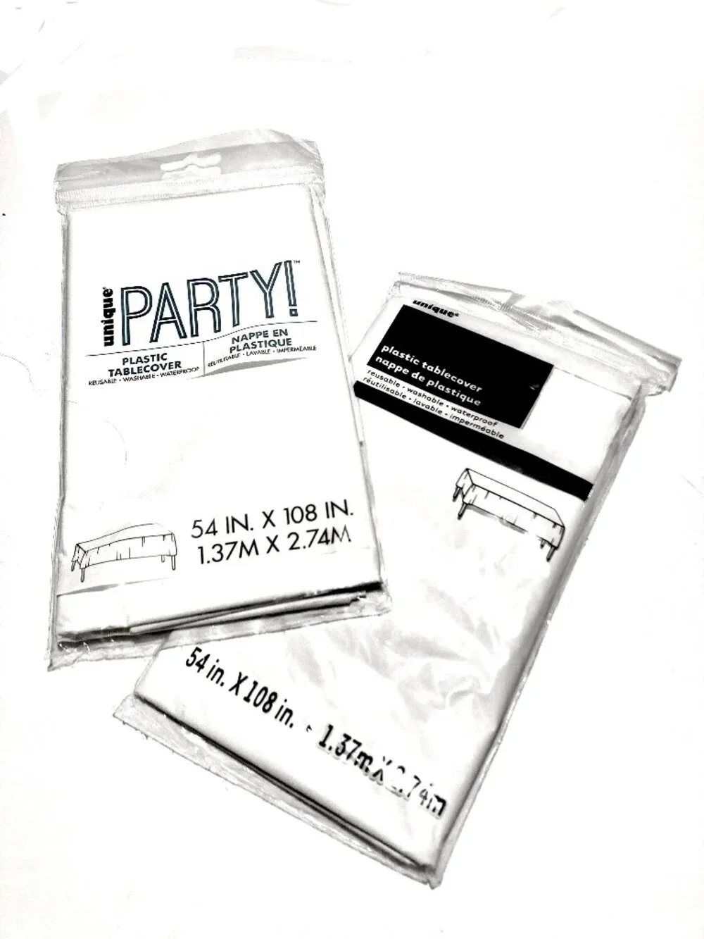 2 White Rectangular Plastic Tablecovers  NWT
